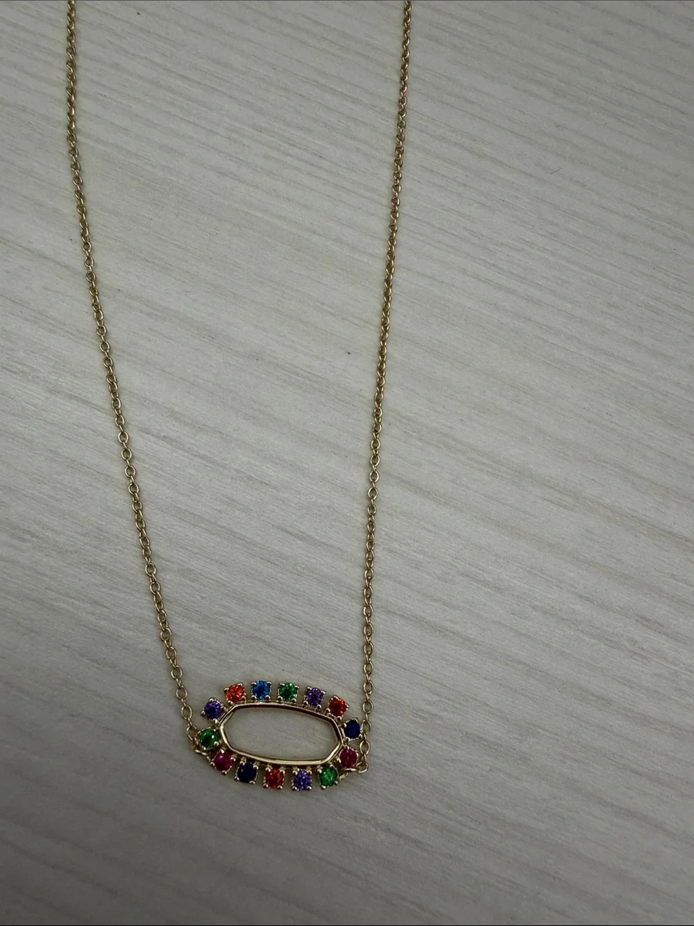 Kendra Scott Gold-Tone Oval Pendant Necklace with Multicolor Stones